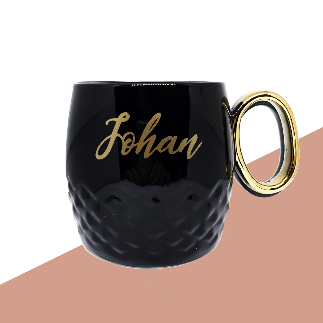 Black & Gold Mug with Personalised name