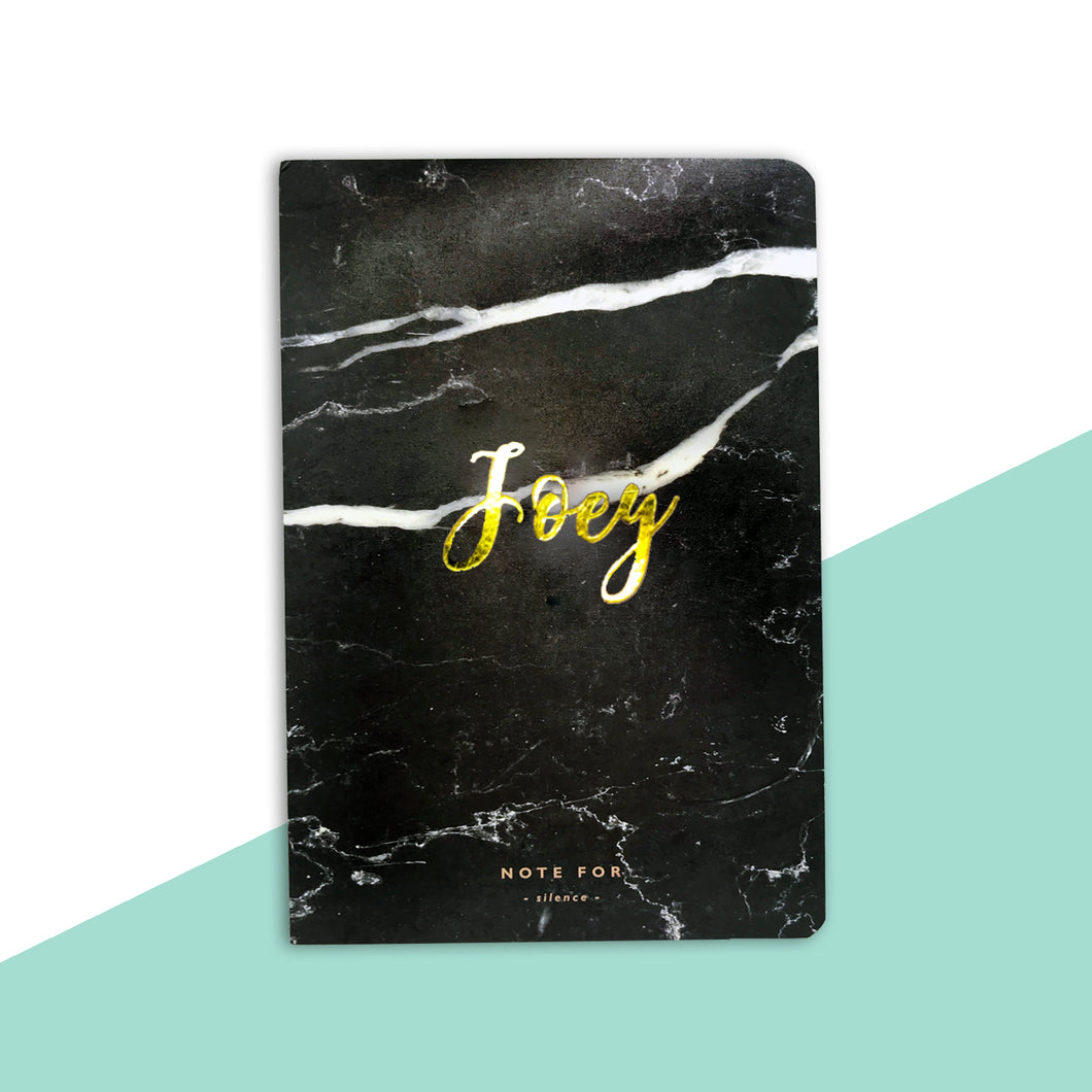 Personalised Black Marble Notebook
