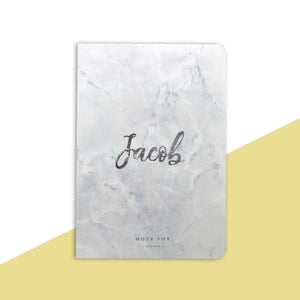 Personalised White Marble Notebook